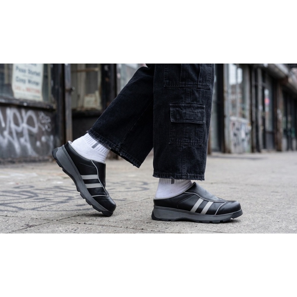 Steve Madden ACE-001 Black Leather Sporty Platform Mules Womens 8.5 Y2K Retro